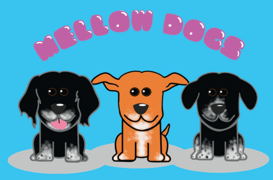 Mellow Dogs LLC logo with three cartoon dogs